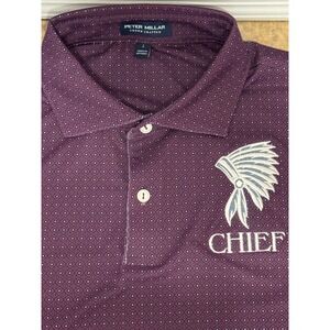 Peter Millar Crown Crafted Polo Shirt Mens L Purple Chief Logo Print Golf Casual